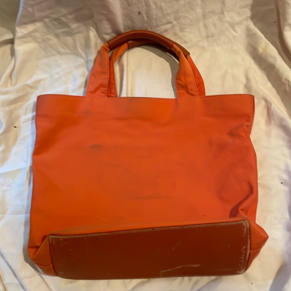 Orange canvas handbag